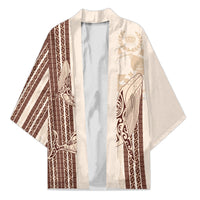 Swimming With Humpback Whales Season Tonga Kimono Tongan Tofuaa Ngatu Pattern Brown