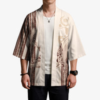 Swimming With Humpback Whales Season Tonga Kimono Tongan Tofuaa Ngatu Pattern Brown