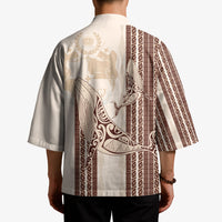 Swimming With Humpback Whales Season Tonga Kimono Tongan Tofuaa Ngatu Pattern Brown