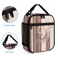 Swimming With Humpback Whales Season Tonga Lunch Bag Tongan Tofuaa Ngatu Pattern Brown