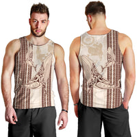 Swimming With Humpback Whales Season Tonga Men Tank Top Tongan Tofuaa Ngatu Pattern Brown