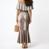 Swimming With Humpback Whales Season Tonga Mermaid Dress Tongan Tofuaa Ngatu Pattern Brown