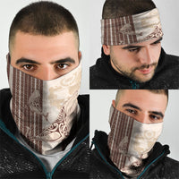 Swimming With Humpback Whales Season Tonga Neck Gaiter Tongan Tofuaa Ngatu Pattern Brown