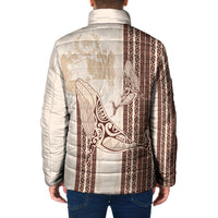 Swimming With Humpback Whales Season Tonga Padded Jacket Tongan Tofuaa Ngatu Pattern Brown