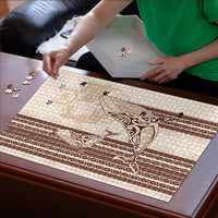 Swimming With Humpback Whales Season Tonga Puzzle Tongan Tofuaa Ngatu Pattern Brown