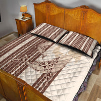 Swimming With Humpback Whales Season Tonga Quilt Bed Set Tongan Tofuaa Ngatu Pattern Brown