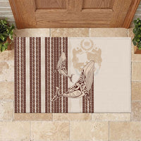 Swimming With Humpback Whales Season Tonga Rubber Doormat Tongan Tofuaa Ngatu Pattern Brown