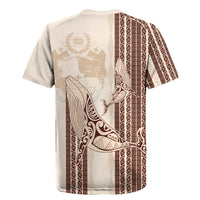 Swimming With Humpback Whales Season Tonga Rugby Jersey Tongan Tofuaa Ngatu Pattern Brown
