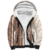 Swimming With Humpback Whales Season Tonga Sherpa Hoodie Tongan Tofuaa Ngatu Pattern Brown