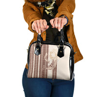 Swimming With Humpback Whales Season Tonga Shoulder Handbag Tongan Tofuaa Ngatu Pattern Brown