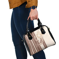 Swimming With Humpback Whales Season Tonga Shoulder Handbag Tongan Tofuaa Ngatu Pattern Brown