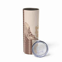 Swimming With Humpback Whales Season Tonga Skinny Tumbler Tongan Tofuaa Ngatu Pattern Brown
