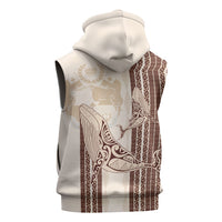 Swimming With Humpback Whales Season Tonga Sleeveless Zip Hoodie Tongan Tofuaa Ngatu Pattern Brown