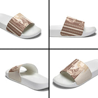 Swimming With Humpback Whales Season Tonga Slide Sandals Tongan Tofuaa Ngatu Pattern Brown