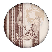Swimming With Humpback Whales Season Tonga Spare Tire Cover Tongan Tofuaa Ngatu Pattern Brown