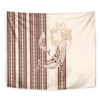 Swimming With Humpback Whales Season Tonga Tapestry Tongan Tofuaa Ngatu Pattern Brown