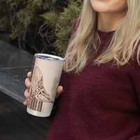 Swimming With Humpback Whales Season Tonga Tumbler Cup Tongan Tofuaa Ngatu Pattern Brown