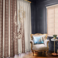 Swimming With Humpback Whales Season Tonga Window Curtain Tongan Tofuaa Ngatu Pattern Brown