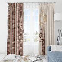 Swimming With Humpback Whales Season Tonga Window Curtain Tongan Tofuaa Ngatu Pattern Brown