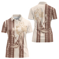 Swimming With Humpback Whales Season Tonga Women Polo Shirt Tongan Tofuaa Ngatu Pattern Brown