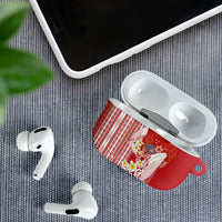 Swimming With Humpback Whales Season Tonga AirPods Case Tongan Tofuaa Ngatu Pattern Red