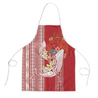 Swimming With Humpback Whales Season Tonga Apron Tongan Tofuaa Ngatu Pattern Red