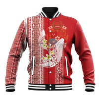Swimming With Humpback Whales Season Tonga Baseball Jacket Tongan Tofuaa Ngatu Pattern Red
