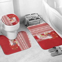 Swimming With Humpback Whales Season Tonga Bathroom Set Tongan Tofuaa Ngatu Pattern Red