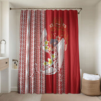 Swimming With Humpback Whales Season Tonga Bathroom Set Tongan Tofuaa Ngatu Pattern Red