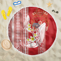 Swimming With Humpback Whales Season Tonga Beach Blanket Tongan Tofuaa Ngatu Pattern Red