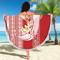 Swimming With Humpback Whales Season Tonga Beach Blanket Tongan Tofuaa Ngatu Pattern Red