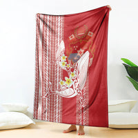 Swimming With Humpback Whales Season Tonga Blanket Tongan Tofuaa Ngatu Pattern Red