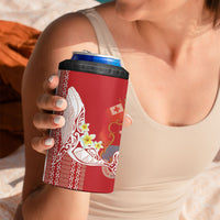 Swimming With Humpback Whales Season Tonga 4 in 1 Can Cooler Tumbler Tongan Tofuaa Ngatu Pattern Red