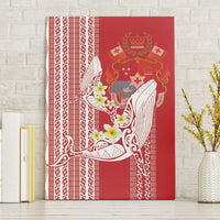 Swimming With Humpback Whales Season Tonga Canvas Wall Art Tongan Tofuaa Ngatu Pattern Red