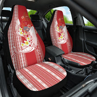 Swimming With Humpback Whales Season Tonga Car Seat Cover Tongan Tofuaa Ngatu Pattern Red