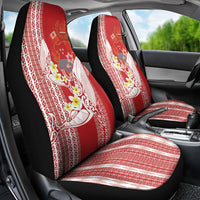 Swimming With Humpback Whales Season Tonga Car Seat Cover Tongan Tofuaa Ngatu Pattern Red