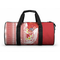 Swimming With Humpback Whales Season Tonga Duffle Bag Tongan Tofuaa Ngatu Pattern Red