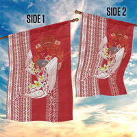 Swimming With Humpback Whales Season Tonga Garden Flag Tongan Tofuaa Ngatu Pattern Red