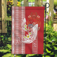 Swimming With Humpback Whales Season Tonga Garden Flag Tongan Tofuaa Ngatu Pattern Red