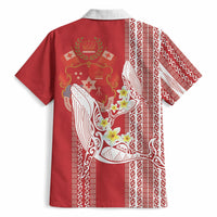 Swimming With Humpback Whales Season Tonga Hawaiian Shirt Tongan Tofuaa Ngatu Pattern Red