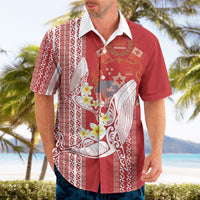 Swimming With Humpback Whales Season Tonga Hawaiian Shirt Tongan Tofuaa Ngatu Pattern Red