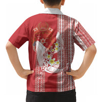 Swimming With Humpback Whales Season Tonga Hawaiian Shirt Tongan Tofuaa Ngatu Pattern Red