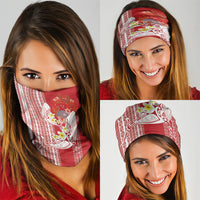 Swimming With Humpback Whales Season Tonga Neck Gaiter Tongan Tofuaa Ngatu Pattern Red