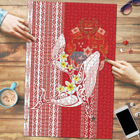 Swimming With Humpback Whales Season Tonga Puzzle Tongan Tofuaa Ngatu Pattern Red