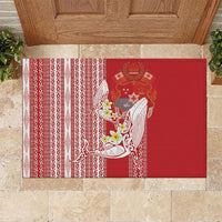 Swimming With Humpback Whales Season Tonga Rubber Doormat Tongan Tofuaa Ngatu Pattern Red