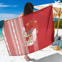 Swimming With Humpback Whales Season Tonga Sarong Tongan Tofuaa Ngatu Pattern Red