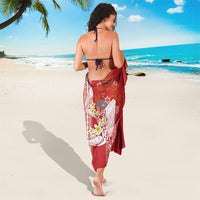 Swimming With Humpback Whales Season Tonga Sarong Tongan Tofuaa Ngatu Pattern Red