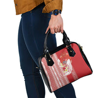 Swimming With Humpback Whales Season Tonga Shoulder Handbag Tongan Tofuaa Ngatu Pattern Red