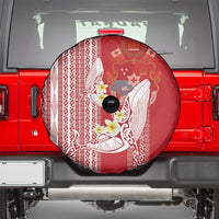 Swimming With Humpback Whales Season Tonga Spare Tire Cover Tongan Tofuaa Ngatu Pattern Red