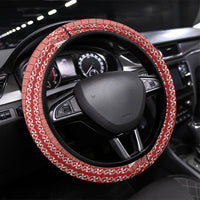 Swimming With Humpback Whales Season Tonga Steering Wheel Cover Tongan Tofuaa Ngatu Pattern Red